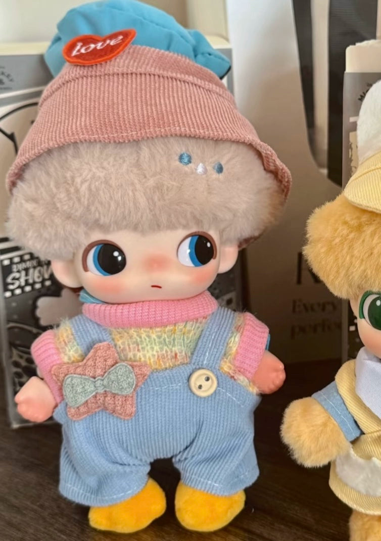 DIMOO Vinyl Doll Outfit - Star Overalls Set for Cute Plush Keychain Clothes Change