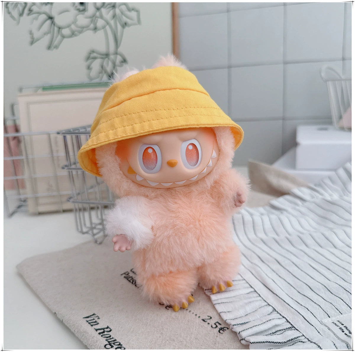 10CM Cotton Doll Bucket Hats & 17CM Labubu Gen 1-3 Open-Mouth Doll Hat Accessories