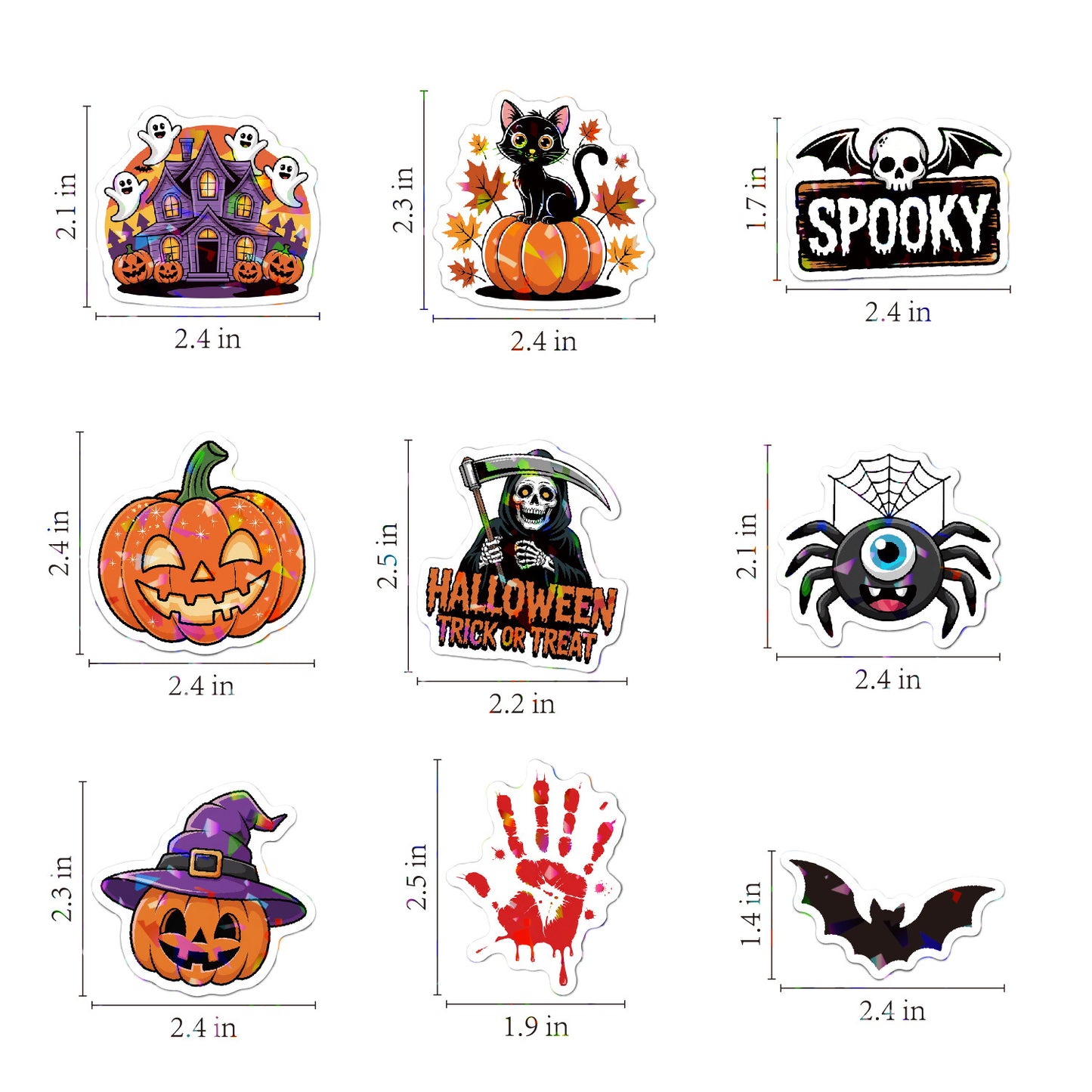 2025 Halloween Stickers - Holographic Waterproof Decals for Cups, Party Gifts, Decor
