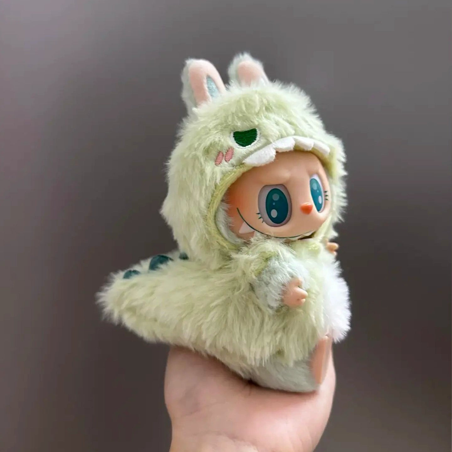 Labubu Gen 1-3 Compatible Green Dinosaur Outfit | Vinyl Doll Clothing for Sitting Party Series