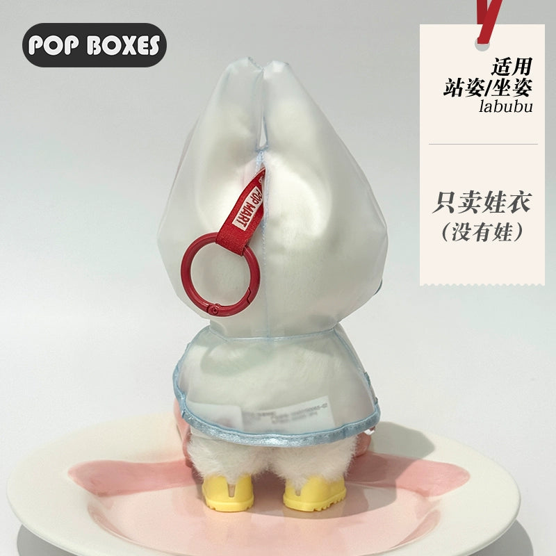 17cm Labubu Transparent Raincoat | Doll Clothes | Without Shoes