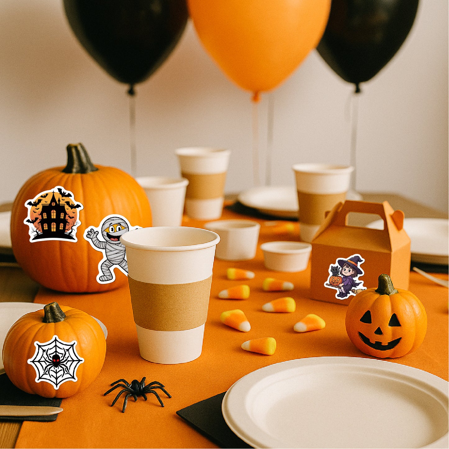 2025 Halloween Stickers - Holographic Waterproof Decals for Cups, Party Gifts, Decor