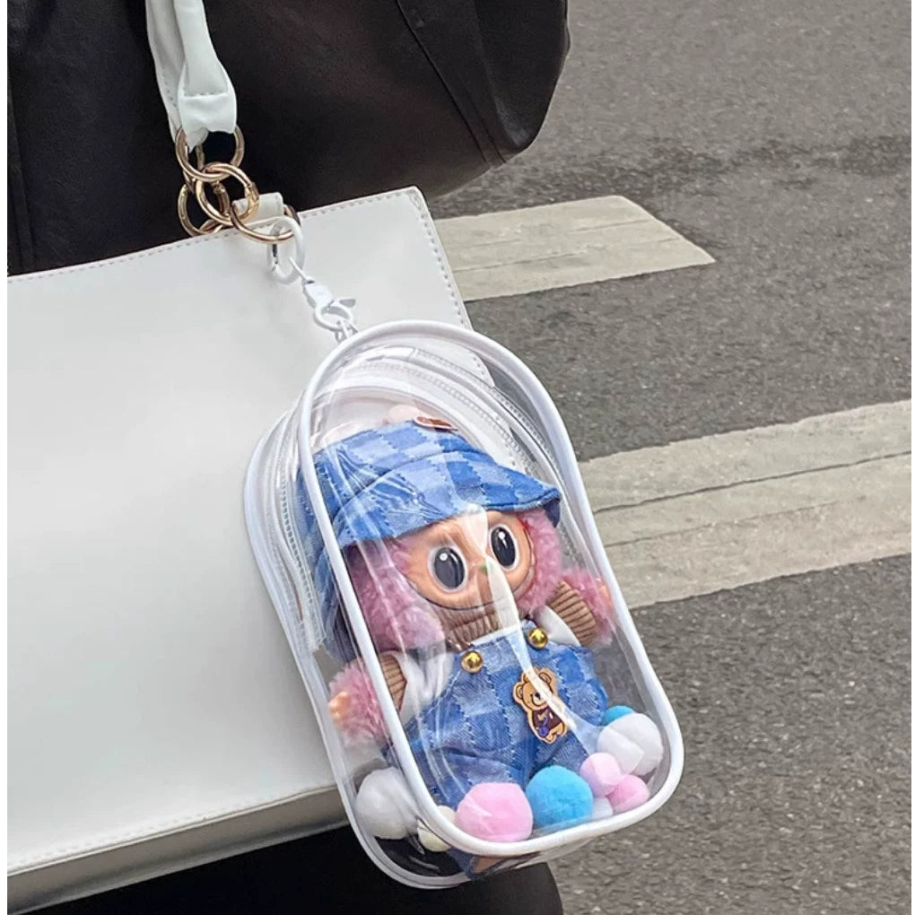 PVC Transparent Crossbody Bag | Dust-Proof Display Storage for Labubu & Cotton Dolls