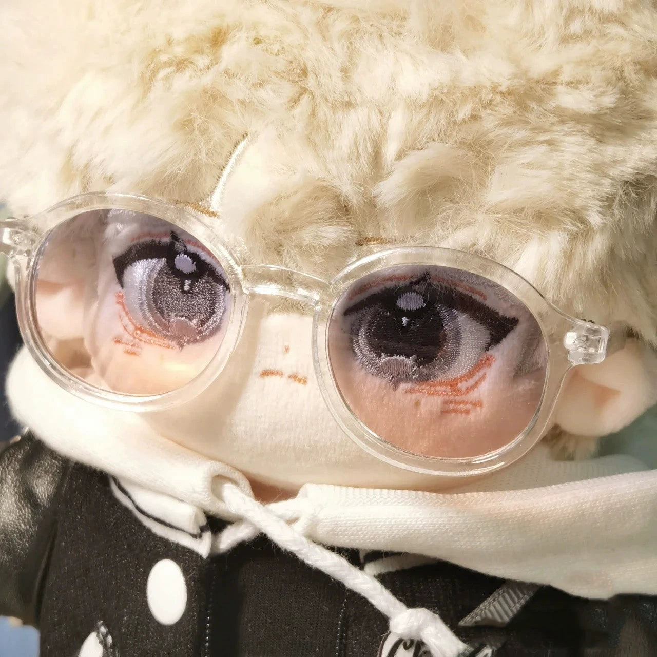 20cm Cotton Doll Glasses | Black Frame with Clear & Colorful Lenses Sunglasses Accessories for Photography Props