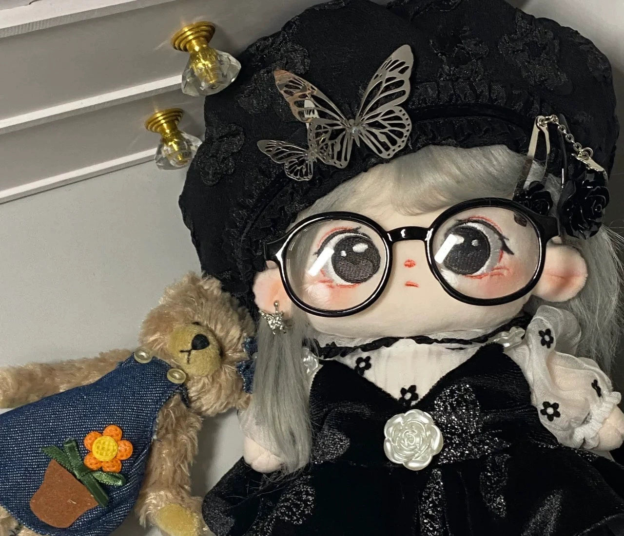 20cm Cotton Doll Glasses | Black Frame with Clear & Colorful Lenses Sunglasses Accessories for Photography Props