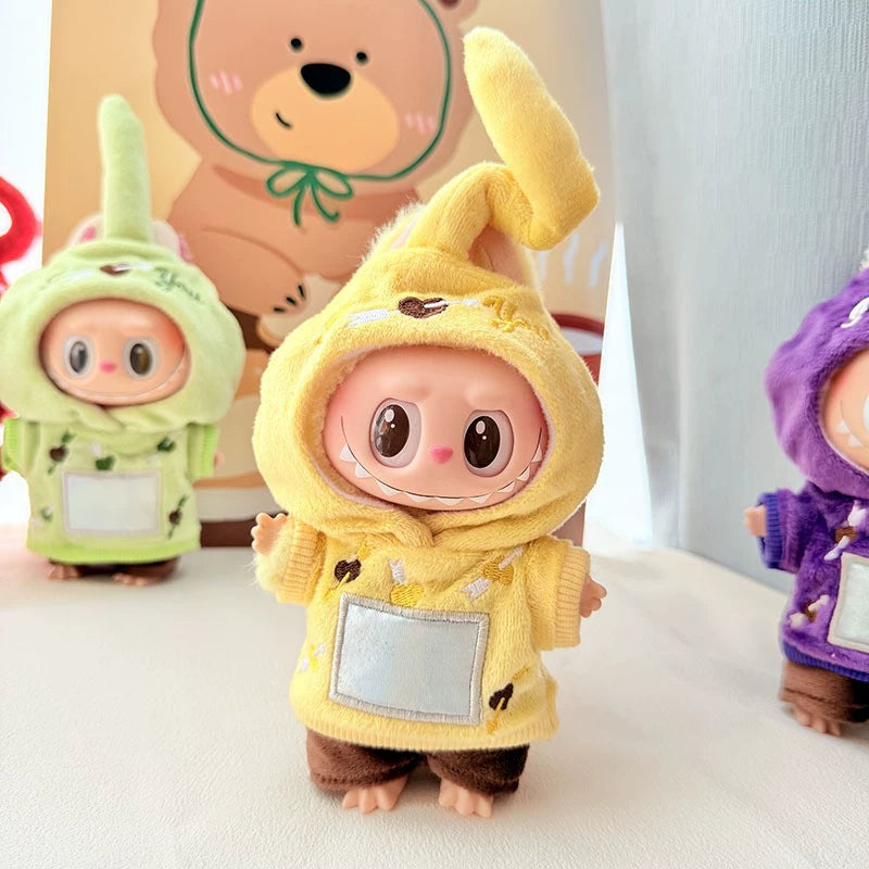 Labubu Gen 1-3 Compatible Green Dinosaur Outfit | Vinyl Doll Clothing for Sitting Party Series