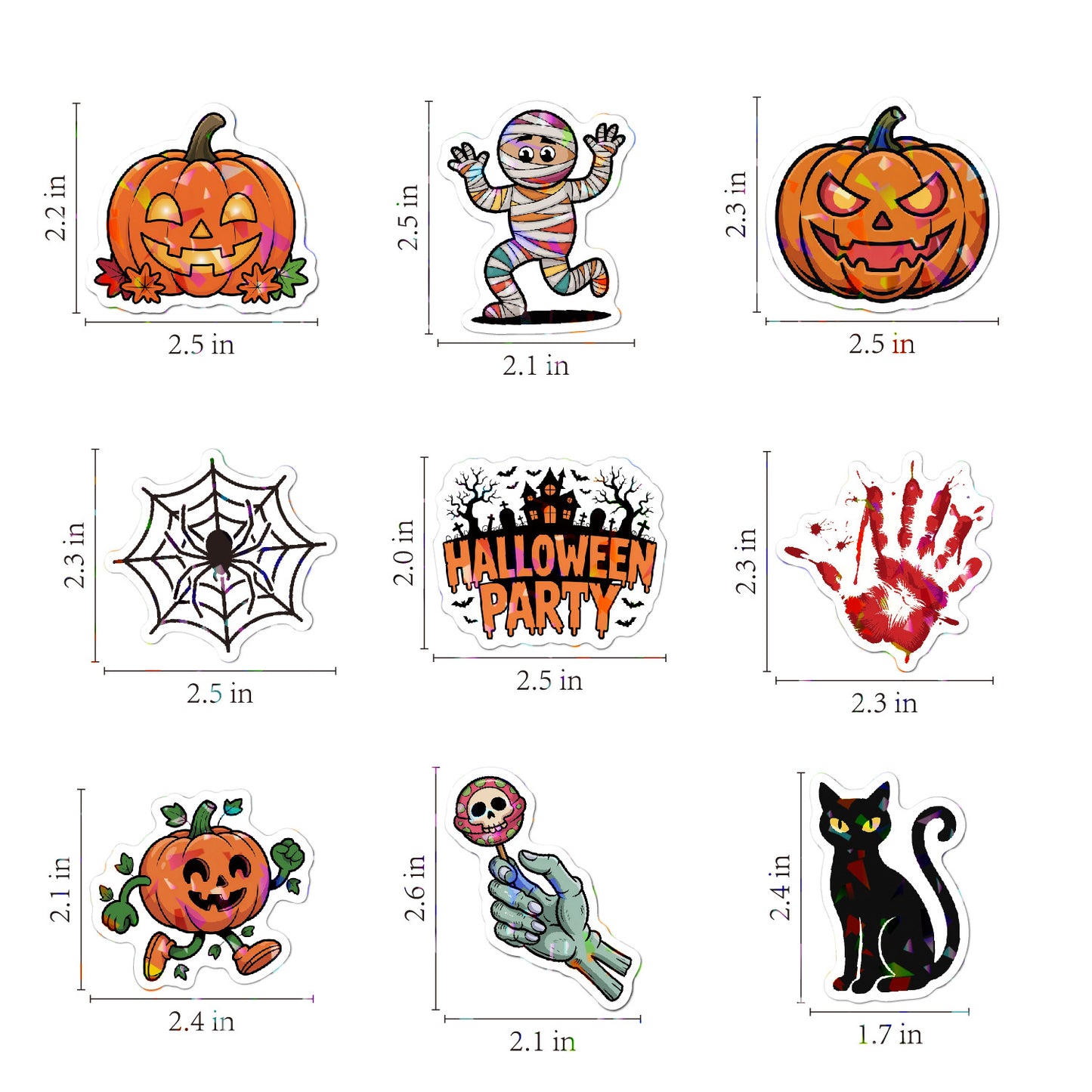 2025 Halloween Stickers - Holographic Waterproof Decals for Cups, Party Gifts, Decor