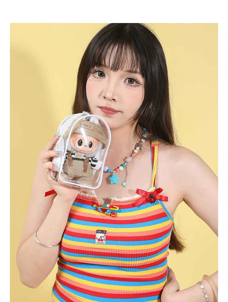 LABUBU Cotton Doll PVC Clear Itabag | Dustproof Carrier for Outings, Display & Charm Storage