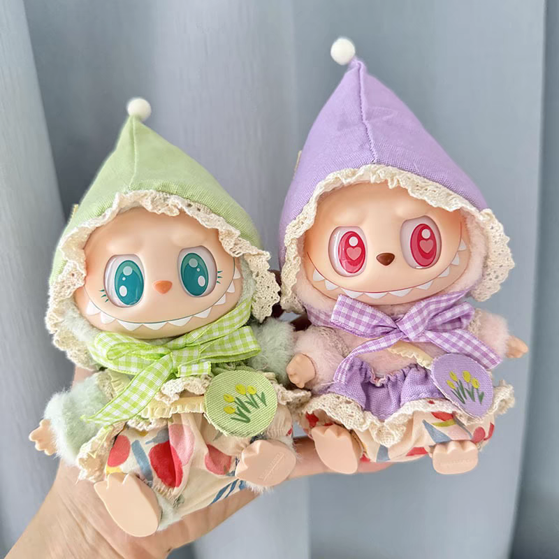 LABUBU Holiday Outfit Set - Christmas & Birthday Dress for 1st/2nd Gen 17cm Vinyl Keychain Figures, Festive Doll Clothes with Seasonal Accessories