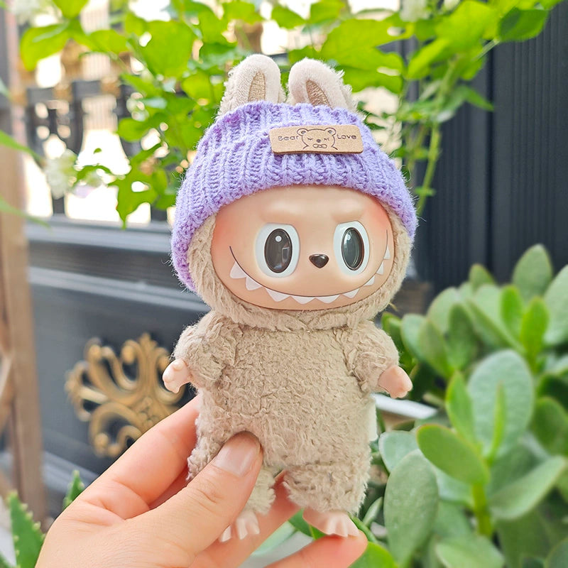 **Labubu Gen 1-3 Blind Box | 17cm Charm Hat, Doll Clothes & Plush Keychain Bag Accessories**
