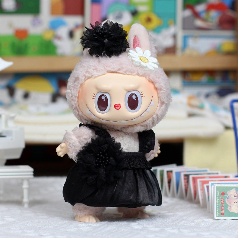 17cm Labubu Macaron Outfit - Blushing Face Vinyl Doll Clothes for Series 1/2/3