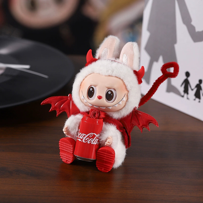 Labubu Halloween Outfit - Red Devil Wings & Headband 2-Piece Set for Vinyl Doll