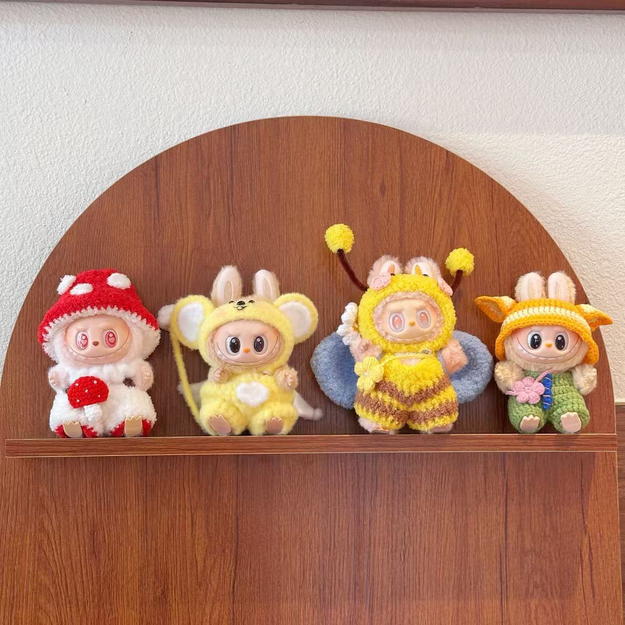 17cm Labubu Knit Doll Clothes | Handmade Crocheted Outfit Set | Fits 1st-3rd Gen Keychain/Plush Figures