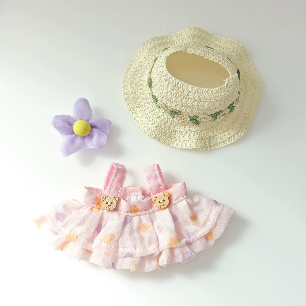 17cm Labubu Summer Beach Outfit - Coconut Tree & Sunglasses Set for Keychain Doll
