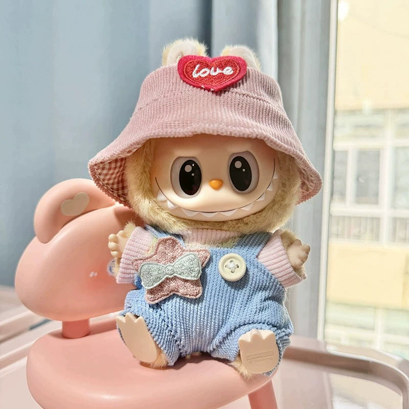 POP MART Labubu Sitting Pose Doll Clothes - Complete Vinyl Outfit Gift Set for 17cm Figures (No Doll Included)