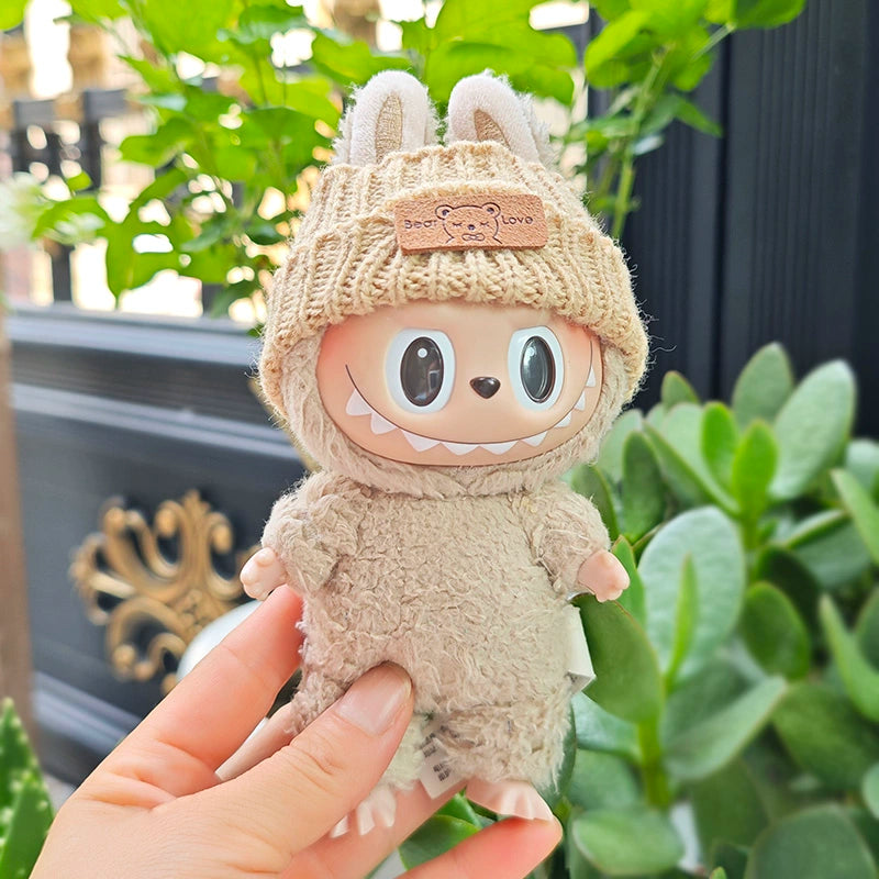 **Labubu Gen 1-3 Blind Box | 17cm Charm Hat, Doll Clothes & Plush Keychain Bag Accessories**