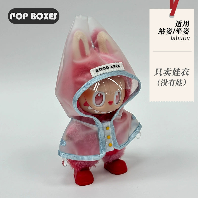 17cm Labubu Transparent Raincoat | Doll Clothes | Without Shoes