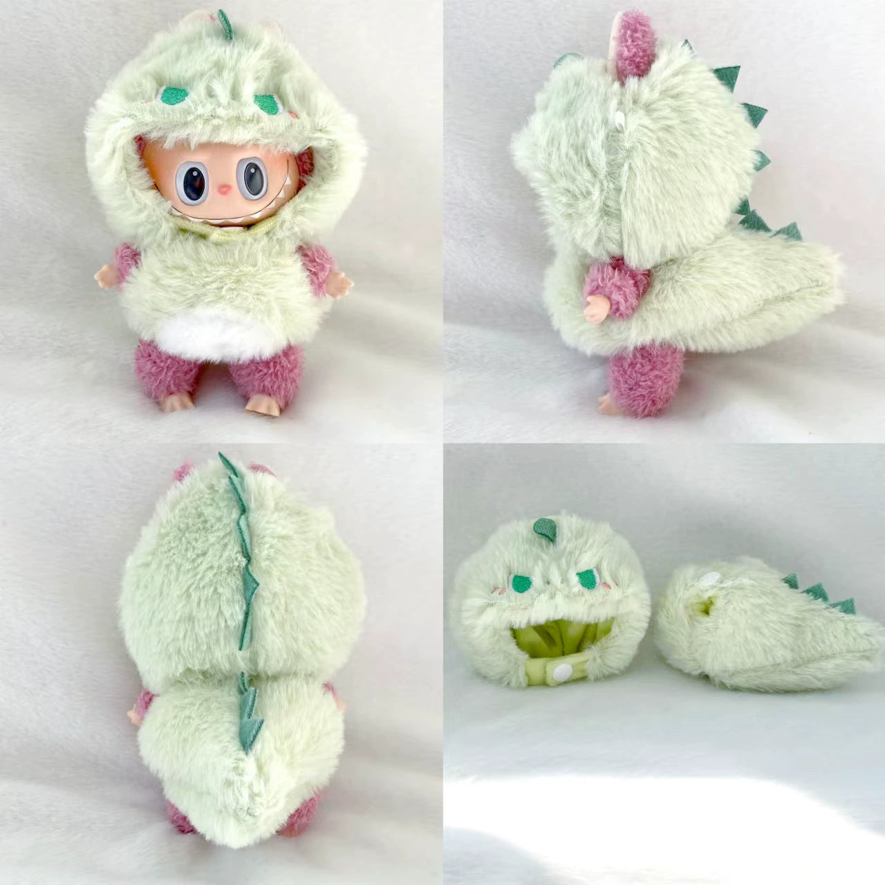 Kawaii Labubu Plush Keychain Outfit Set Dinosaur & Bee for 1st/2nd Gen Vinyl Dolls