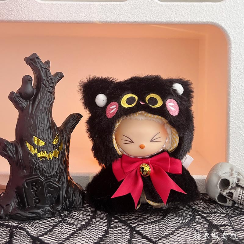 NEW 17cm Labubu Halloween Suit Set - Black Cat Shawl Cape (Fits Gen1/2)