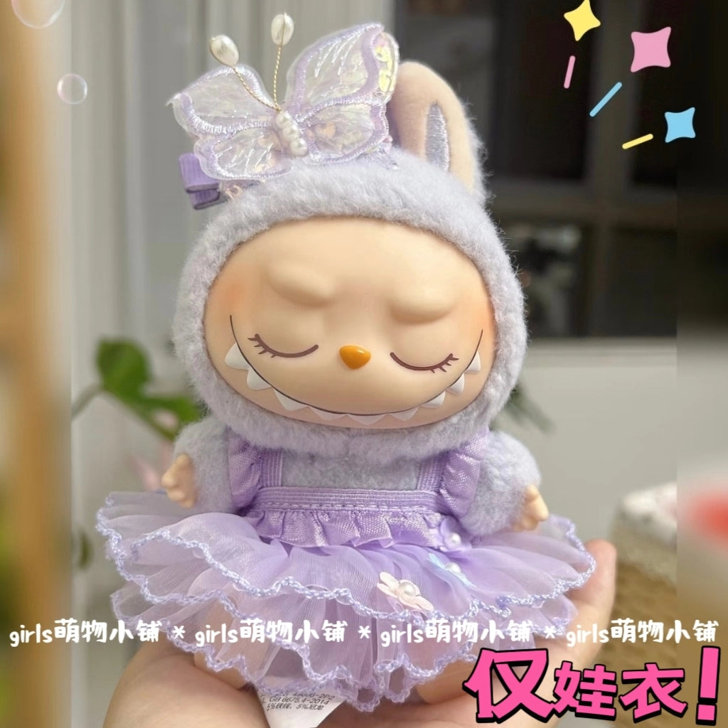 LABUBU Holiday Outfit Set - Christmas & Birthday Dress for 1st/2nd Gen 17cm Vinyl Keychain Figures, Festive Doll Clothes with Seasonal Accessories
