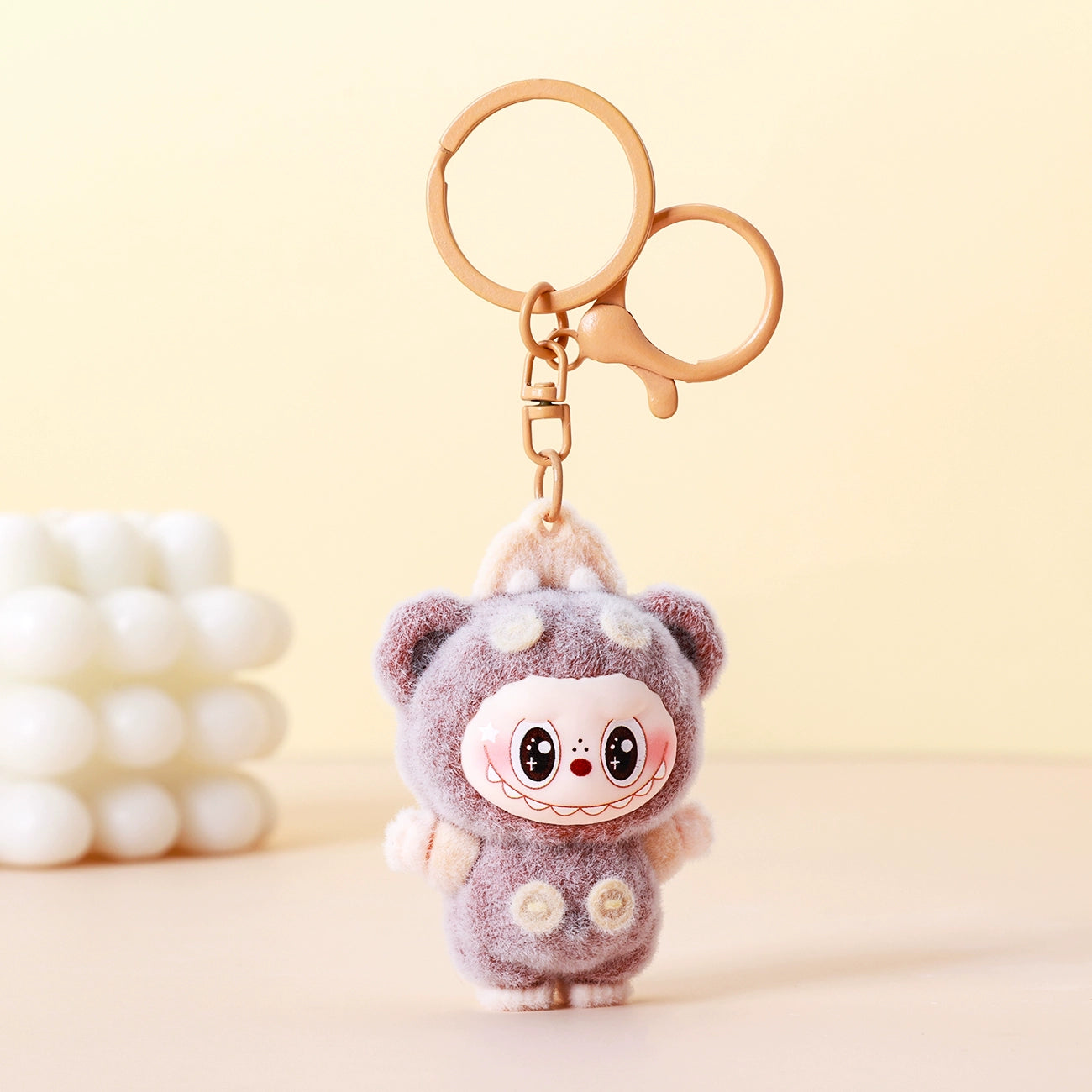 Cute Fluffy LABUBU Keychain - Cartoon Flocked Pendant for Bags & Keys