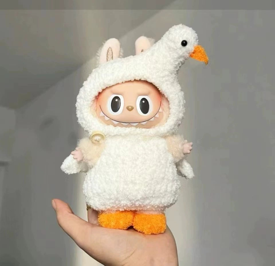 Handmade POP MART Labubu Doll Clothes - Pastel Swan & Goose Outfit for 17cm Vinyl Figures (No Doll Included)