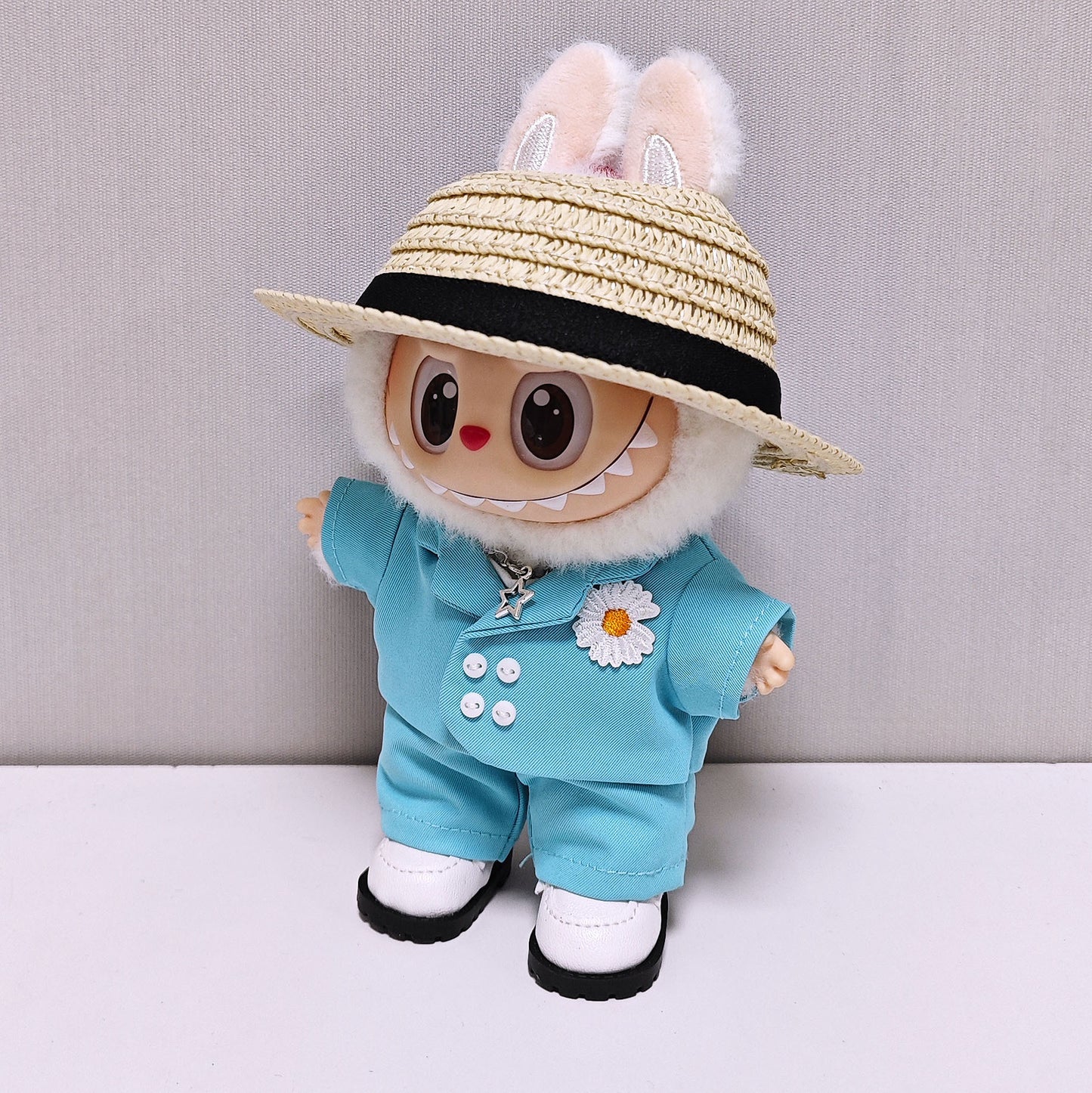 **(Doll Clothes Only) Labubu x GD (G-Dragon) Celebrity-Inspired Clothes & Hat Set | Fits 15cm/17cm Vinyl Dolls**
