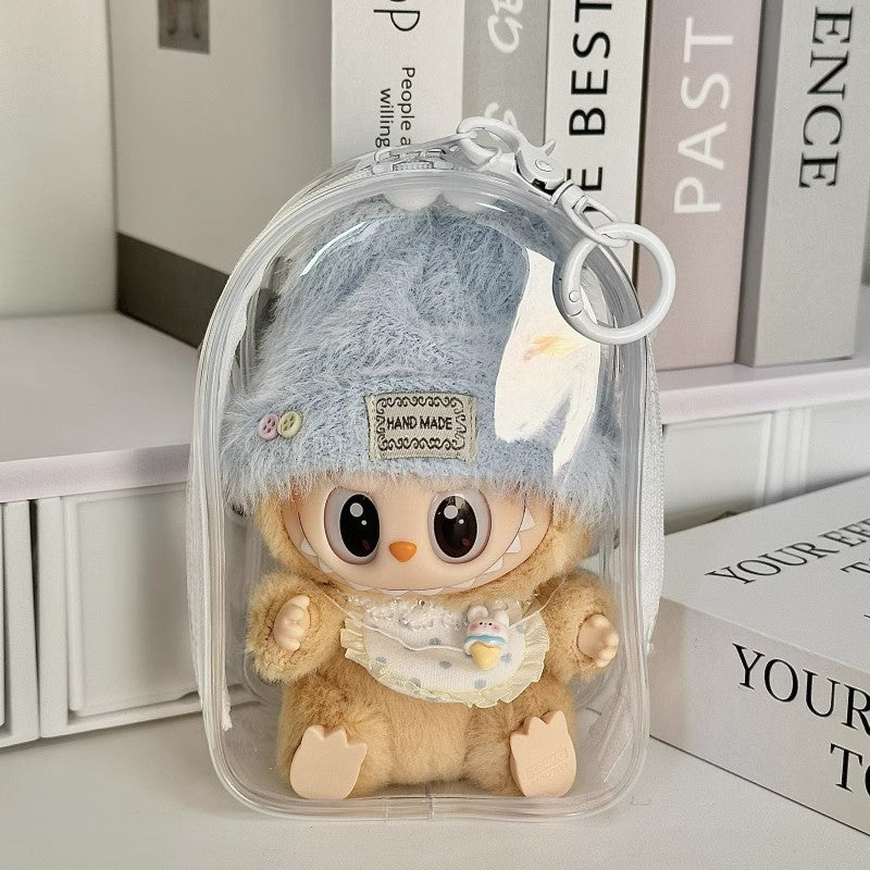 15cm Labubu Sitting Series Protective Case - Dustproof Carrier for Cotton & Vinyl Doll