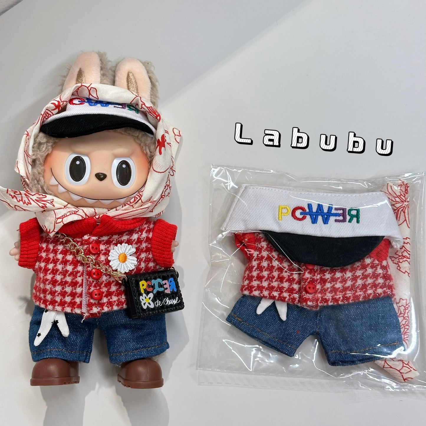 **Labubu x G-Dragon Replica Outfit | 17cm Vinyl Doll Clothes for Gen 1-3 (Including Sitting Style) - Front High-Energy Theme (Doll Not Included)**