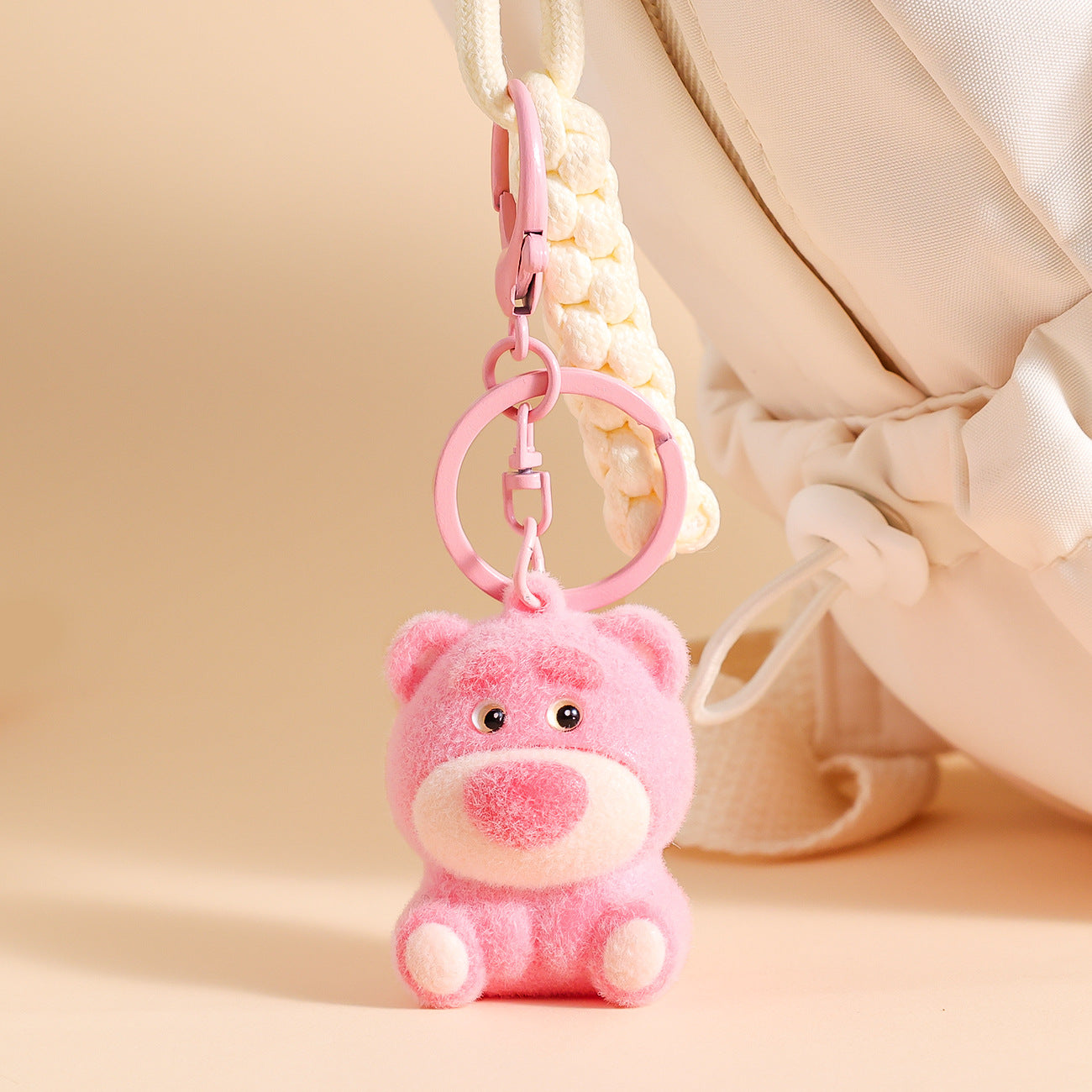 Pink Fluffy LABUBU Keychain - Cute & Soft Charm Gift Suitable for Car & Bag