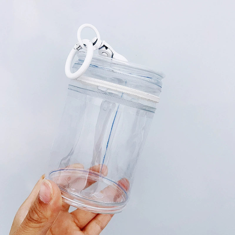 Clear PVC Cylinder Case for Blind Box Toys - Dustproof Zipper Bag & Keychain Display