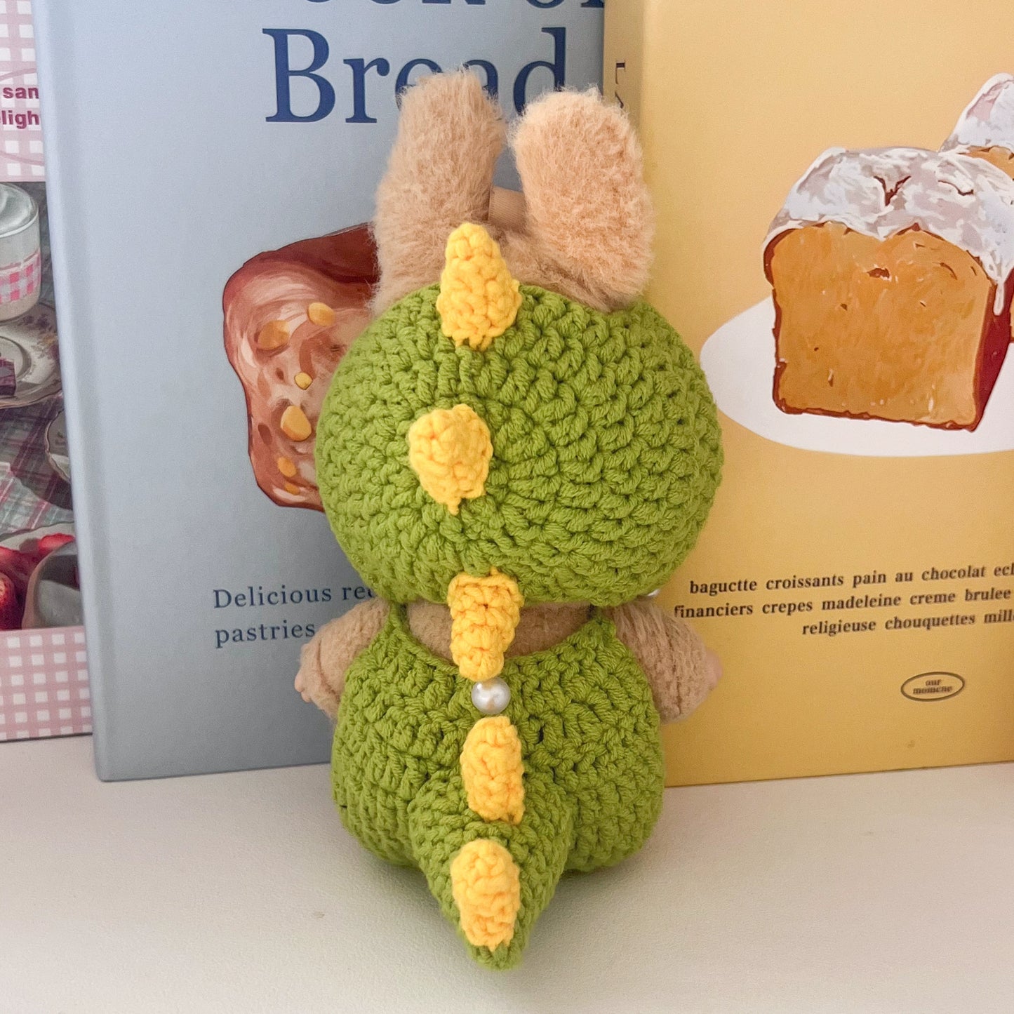 17cm Pop Mart Labubu Cute Knitted Plush Little Dinosaur Doll Outfit Set