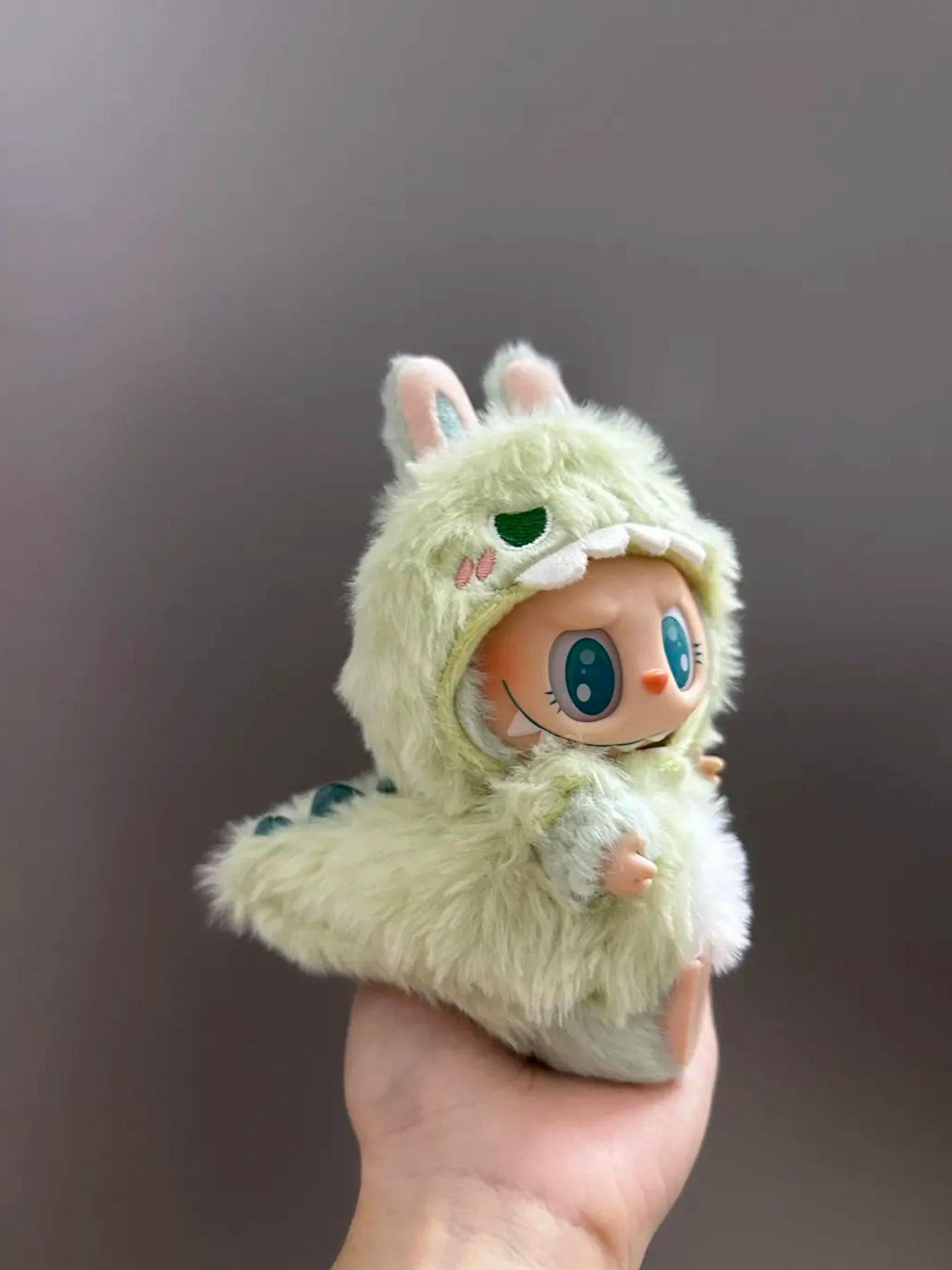 Labubu Gen 1-3 Compatible Green Dinosaur Outfit | Vinyl Doll Clothing for Sitting Party Series