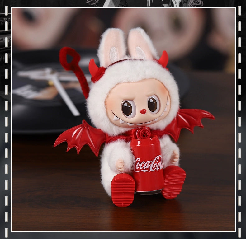 Labubu Halloween Outfit - Red Devil Wings & Headband 2-Piece Set for Vinyl Doll