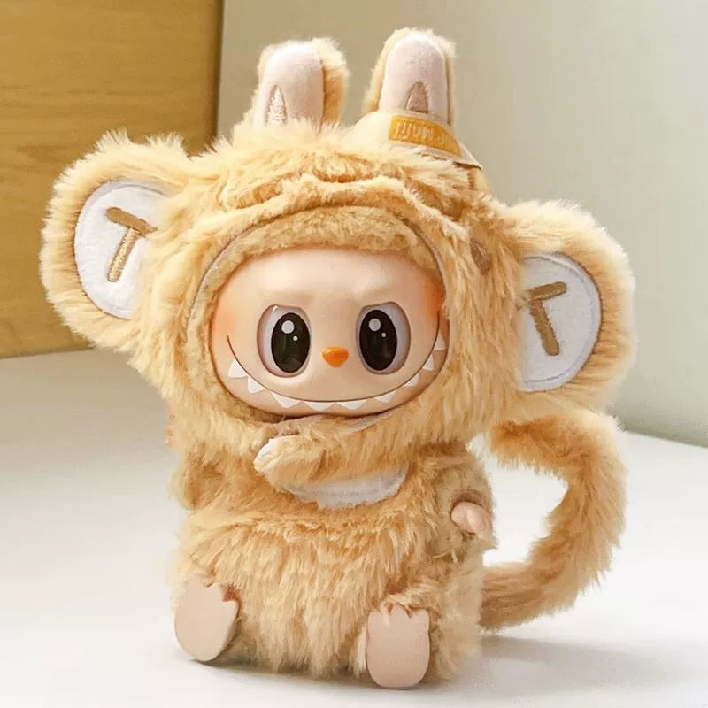 New Labubu Series 1/2 Monkey Outfit - Cute Onesie with Big Ears Hat for Vinyl Doll