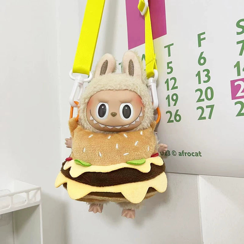 POP MART Labubu 17cm Doll Clothes - Cute Bear Bread Costume Set w/Keychain (No Doll Included) | Vinyl Figure Outfit