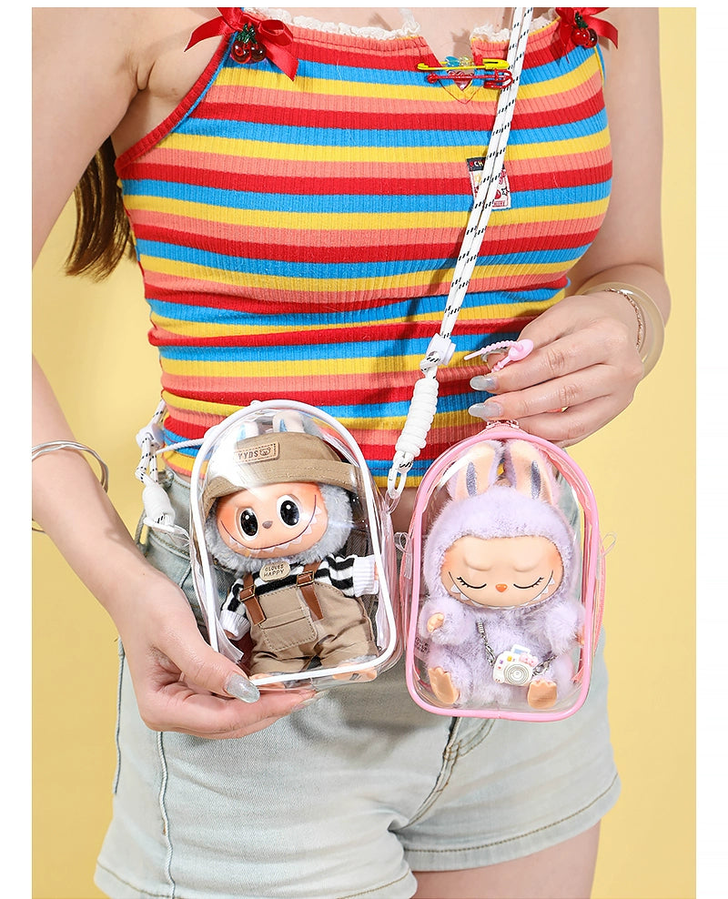 LABUBU Cotton Doll PVC Clear Itabag | Dustproof Carrier for Outings, Display & Charm Storage