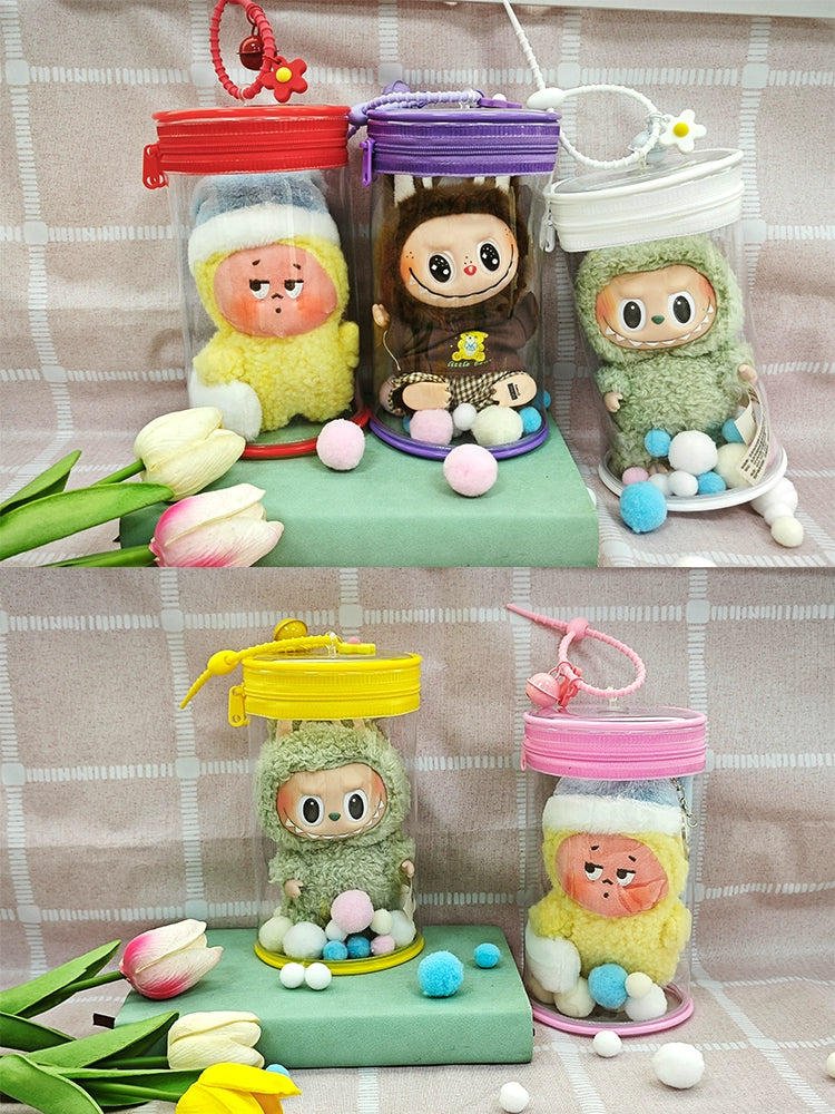 2025 New Pop Mart Labubu x CRYBABY Acrylic Mini Can Bag | Clear Dust-Proof Storage & Display Case with Detachable Shoulder Strap | Fits Labubu Gen 1-2, Sitting Party & CRYBABY