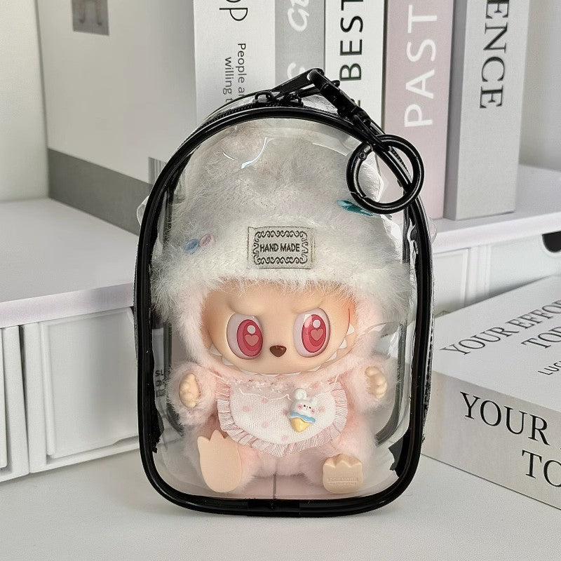 15cm Labubu Sitting Series Protective Case - Dustproof Carrier for Cotton & Vinyl Doll