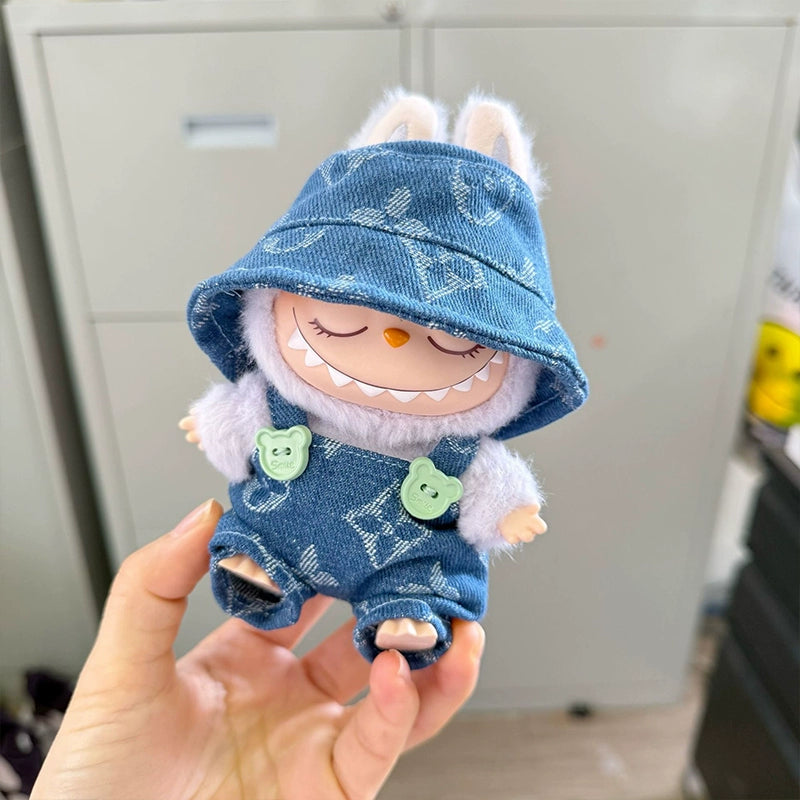 Labubu Overalls Outfit for 17cm Series 1/2/3 Vinyl Figures - Doll Clothes Change Costume