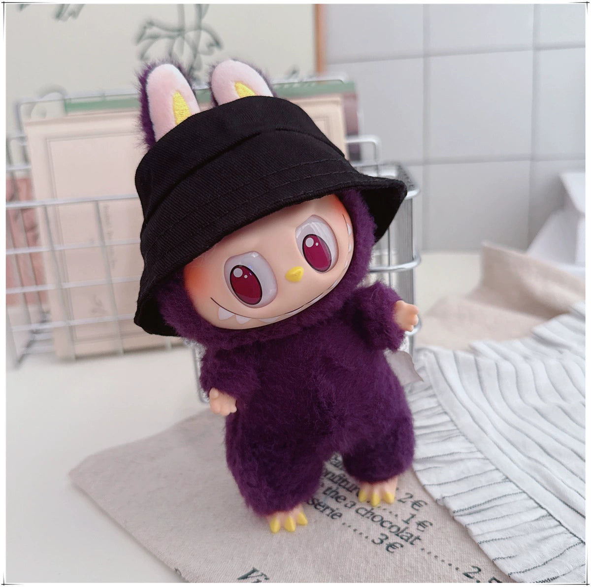 10CM Cotton Doll Bucket Hats & 17CM Labubu Gen 1-3 Open-Mouth Doll Hat Accessories