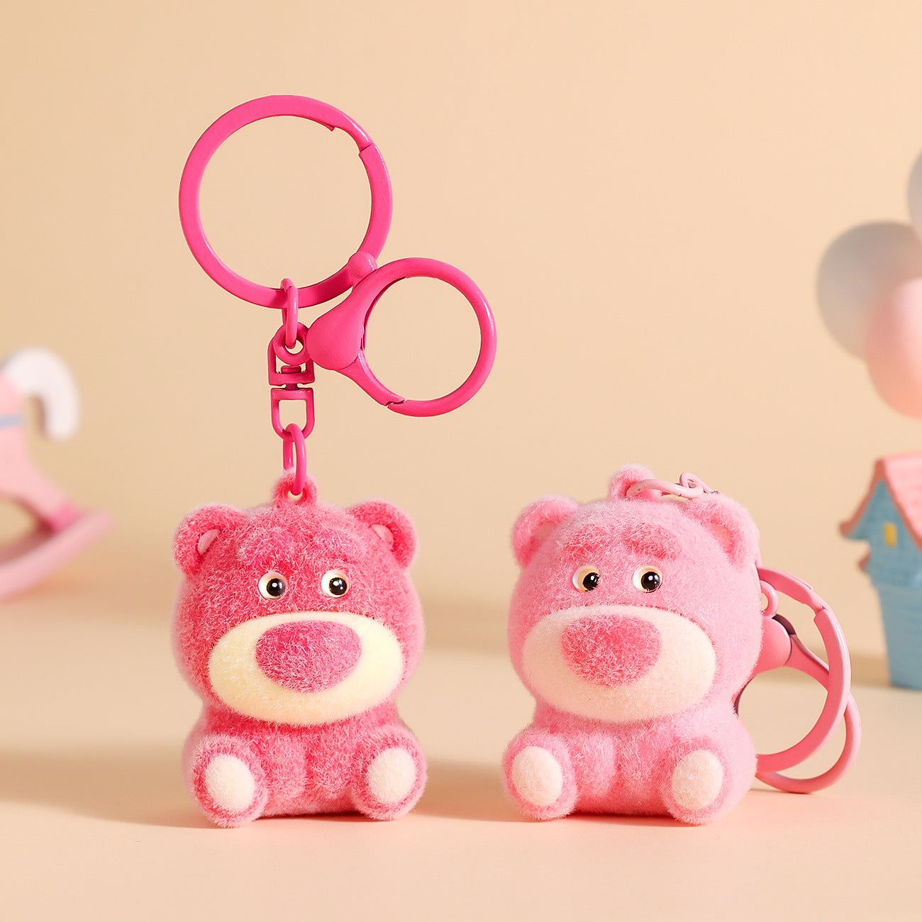 Pink Fluffy LABUBU Keychain - Cute & Soft Charm Gift Suitable for Car & Bag