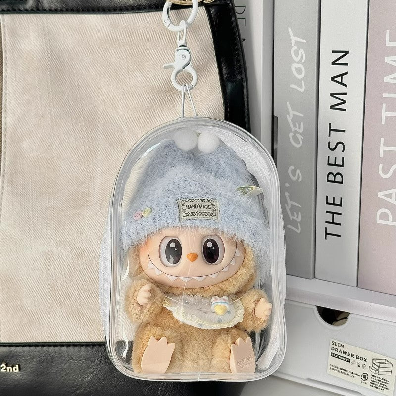 15cm Labubu Sitting Series Protective Case - Dustproof Carrier for Cotton & Vinyl Doll