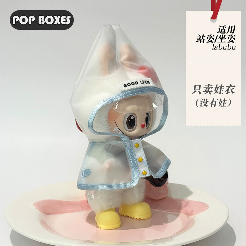 17cm Labubu Transparent Raincoat | Doll Clothes | Without Shoes