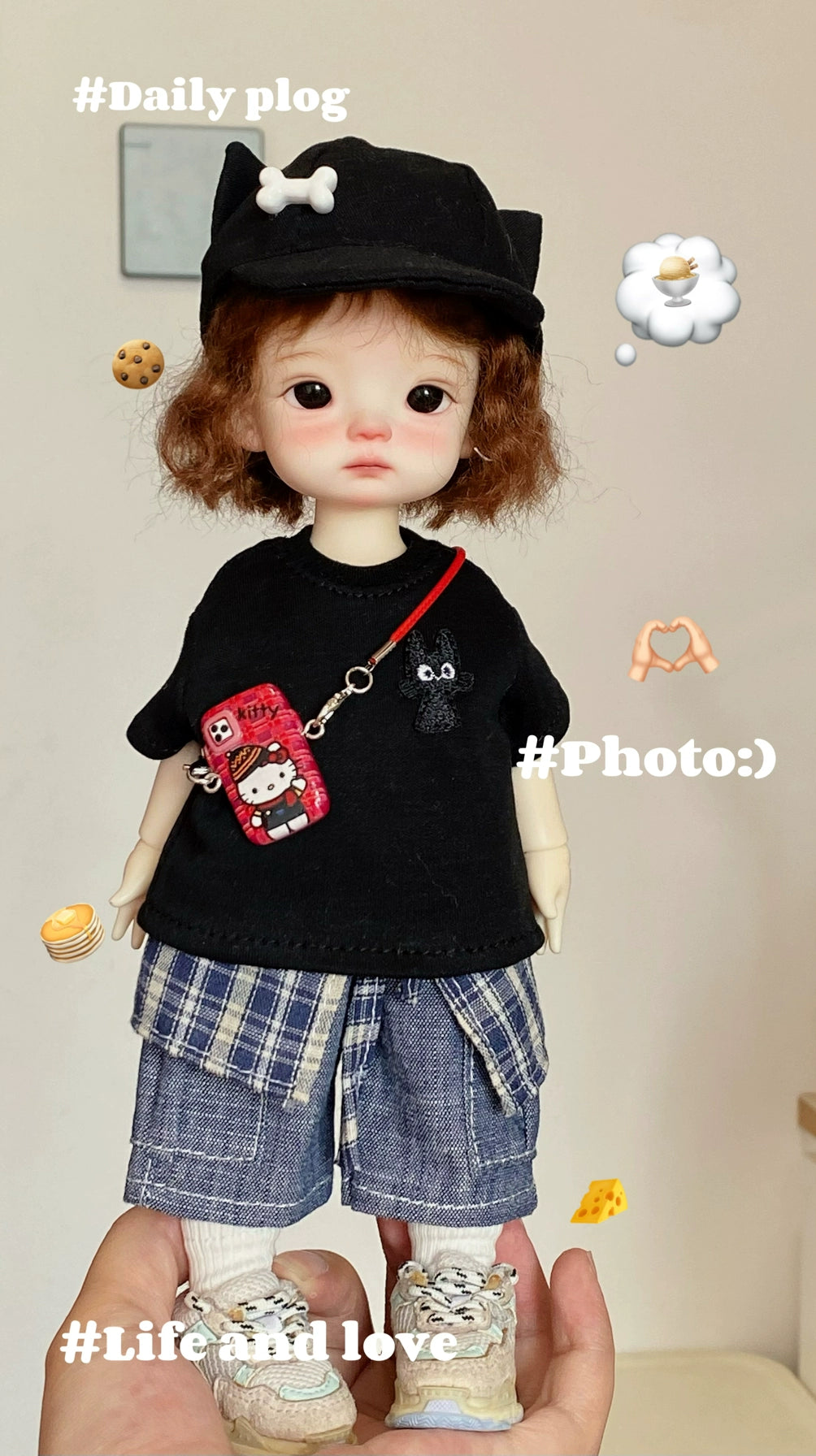 BJD Doll Blythe 1/6 Scale | Big Fish & Small 6 Mini Neck-Hanging Mobile Game Console | Photography Accessories
