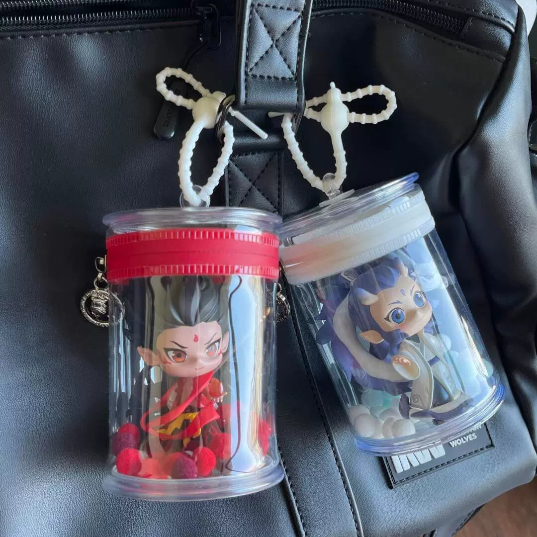 Clear PVC Cylinder Case for Blind Box Toys - Dustproof Zipper Bag & Keychain Display