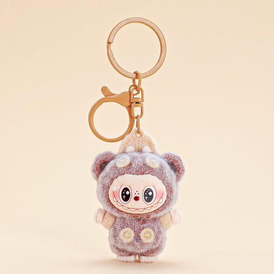 Pink Fluffy LABUBU Keychain - Cute & Soft Charm Gift Suitable for Car & Bag