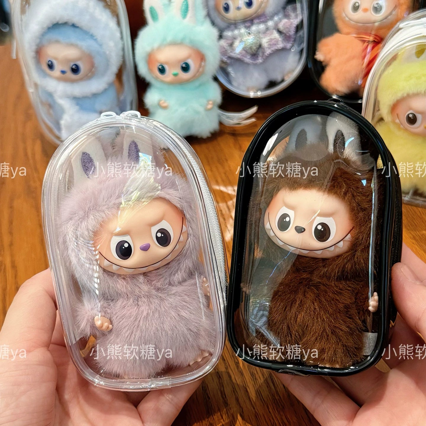 Labubu 4.0 Mini Plush Keychain Bag - Heart Code Series Portable Carrier for Blind Box