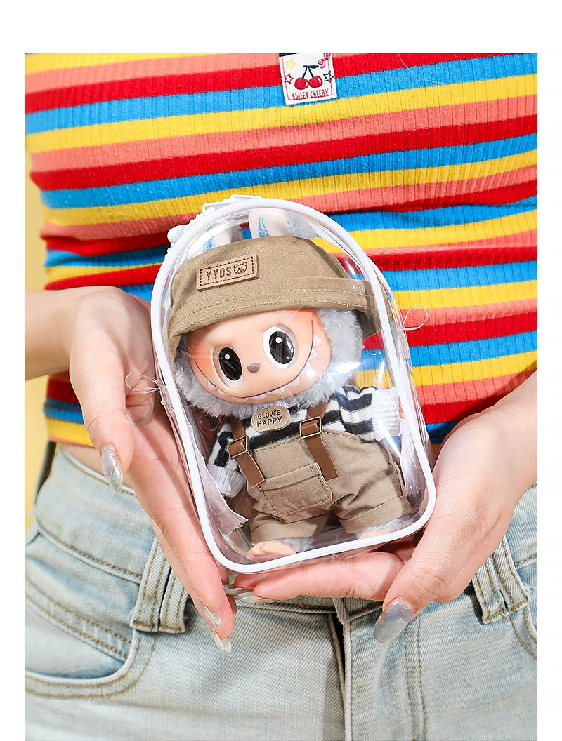 LABUBU Cotton Doll PVC Clear Itabag | Dustproof Carrier for Outings, Display & Charm Storage