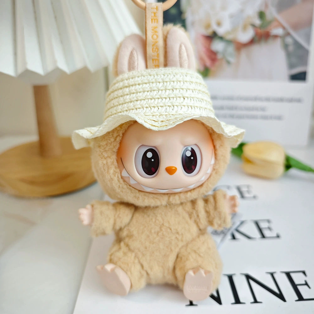 17cm Labubu Summer Beach Outfit - Coconut Tree & Sunglasses Set for Keychain Doll